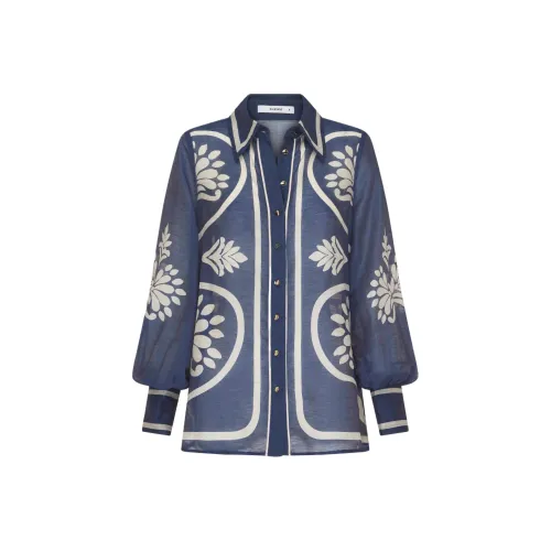 SHEIKE Серо-голубой принт Женские рубашки