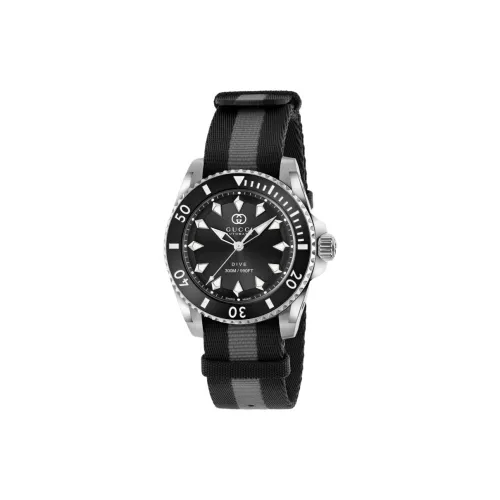 Gucci Dive Collection Часы Автоматический Механический Механизм Нейлоновый Ремешок 40 мм Черный Циферблат Унисекс