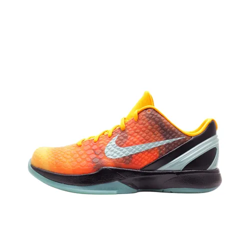 nike Zoom Kobe 6 Устойчивый к истиранию Низкий Топ Детские Баскетбольные кроссовки Оранжевый Красный Черный Подростки