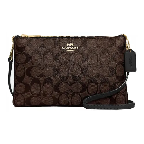 COACH Lyla Холст с покрытием и гладкая кожа Сумка через плечо Средняя Женская Черная Коричневая