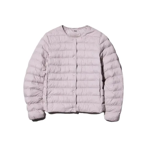 UNIQLO Хлопковый пуховик женский светло-фиолетовый