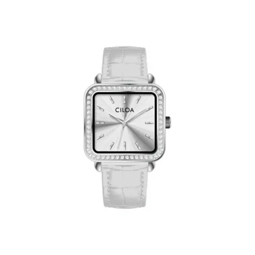 CILOA Кварцевый механизм натуральная кожа ремешок женские часы серебристый циферблат