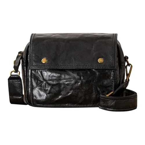 Back Step Натуральная кожа Сумка через плечо из крупнозернистой текстуры коровьей кожи Маленькая унисекс Черная