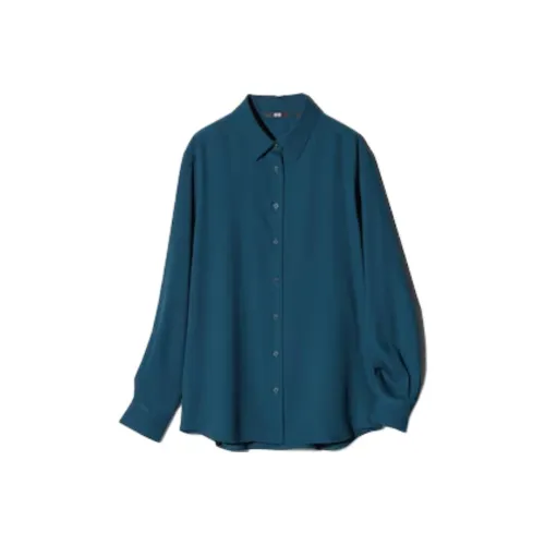 UNIQLO Рубашка Женская Темно-Зеленая