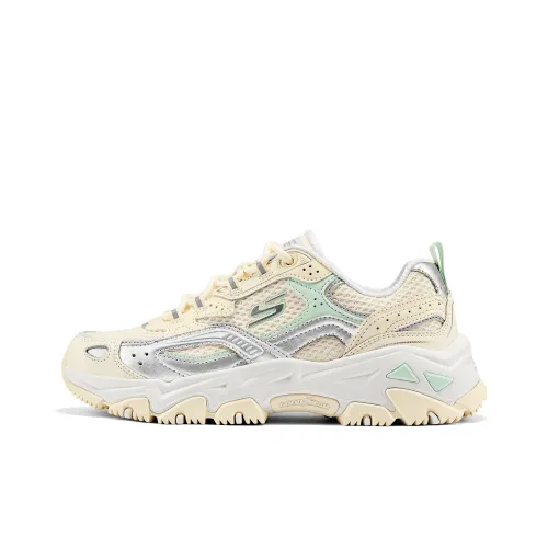 Skechers Износостойкий Дышащий Увеличивающий Высоту Низкий Топ Уличная Обувь Женская Серебряный Многоцветный