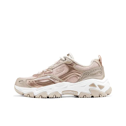 Skechers Износостойкий Дышащий Увеличивающий Высоту Низкий Топ Уличная Обувь Женская Розовое Золото