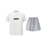 Белый, Фотиния, Серый Топ + Светло-Серые Шорты