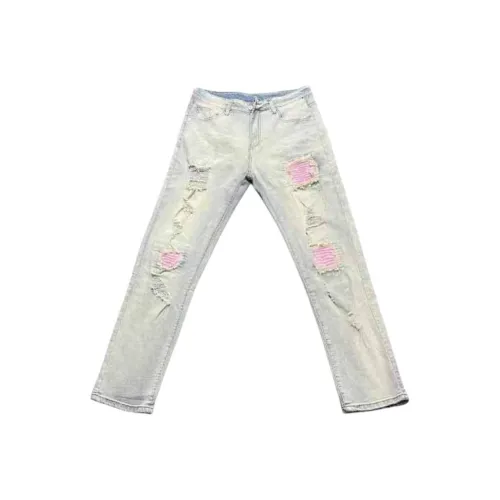 CVOOOER Желтые Грязные Унисекс Джинсы