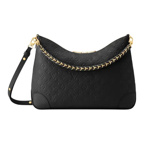 LOUIS VUITTON Boulogne Телячья кожа Сумка через плечо Большая Женская Черная