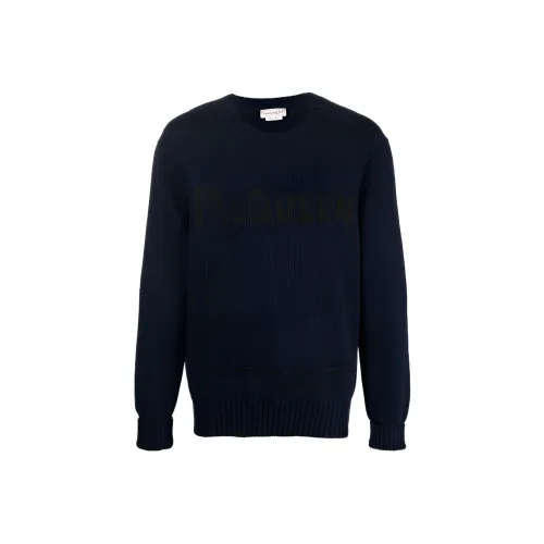 Alexander McQueen Граффити Морской Синий Мужские Свитера