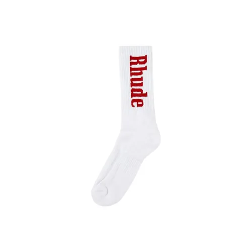 RHUDE 1 упаковка Белый Красный Мужской MID Носки до икры