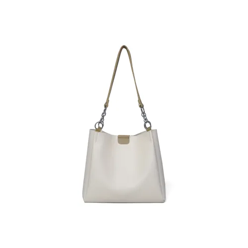 PT'SON Коровья кожа Тоут Сумка Сумка для покупок Подмышечная сумка Сумка на плечо Стандартная Женская Белая и Зеленая