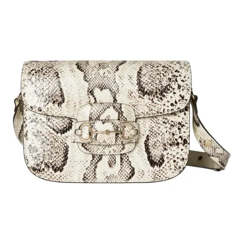 GUCCI Horsebit 1955 Телячья кожа Сумка на плечо Средний Женская Белая