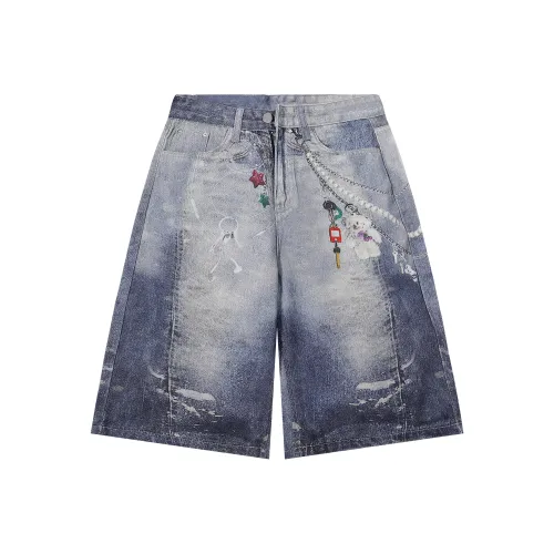 51XXHA Светло-синий Унисекс Джинсовые шорты