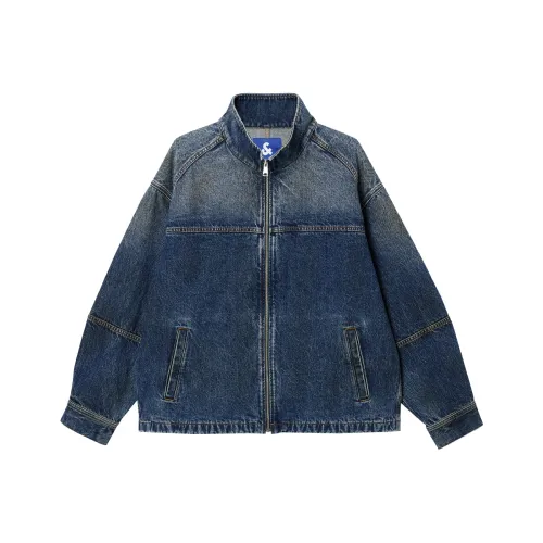 JACK JONES E39 Medium Blue Denim Men's Jackets JACK JONES E39 Средний Синий Деним Мужские Куртки