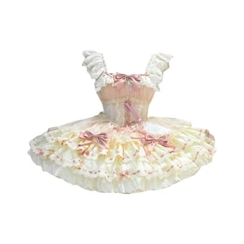 WLEQK Розовое платье + шапки и кепки + ожерелья + петтикоат женские лолита платья