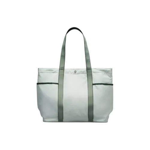 lululemon Нейлоновая сумка-тоут сумка для покупок сумка через плечо унисекс цвет озерный зеленый серый и зеленый