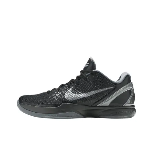 Nike Zoom Kobe 6 Устойчивые к истиранию Низкие Баскетбольные кроссовки Унисекс Черный Серебряный