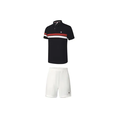 FILA Теннис Одежда Комплект RD Королевский Синий + Нефритовый Белый Мужская Повседневная Спортивная Одежда