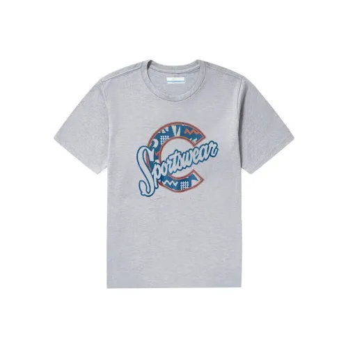 Мужские серые T-рубашки с совместным брендом Columbia