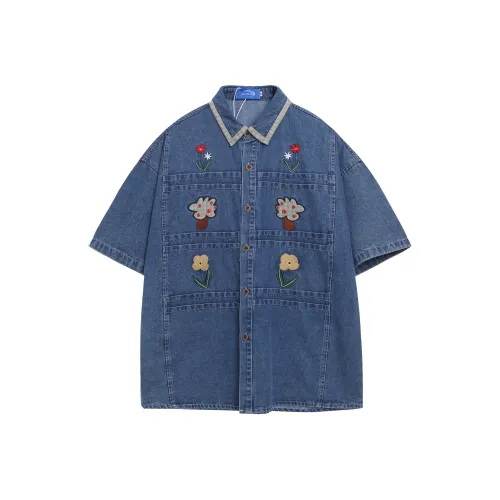 WAYHWEI Лето 25 Рубашка Унисекс Джинсовый синий