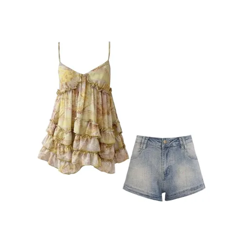 FLIM Желтая одежда Наборы Женские Повседневные костюмы