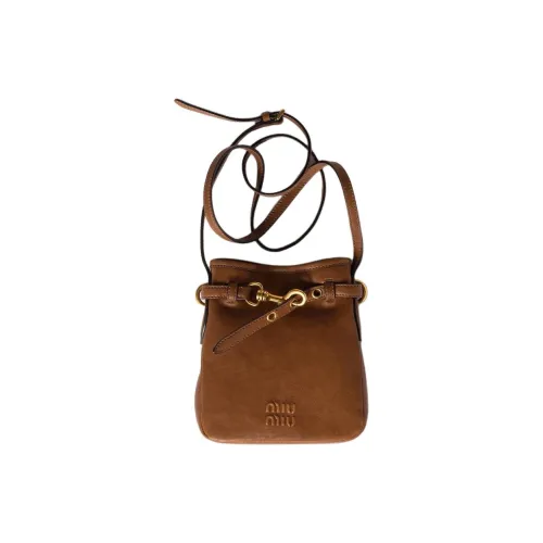 MIU MIU Lambskin Bucket Bag Shoulder Bag Women's Oak Brown
