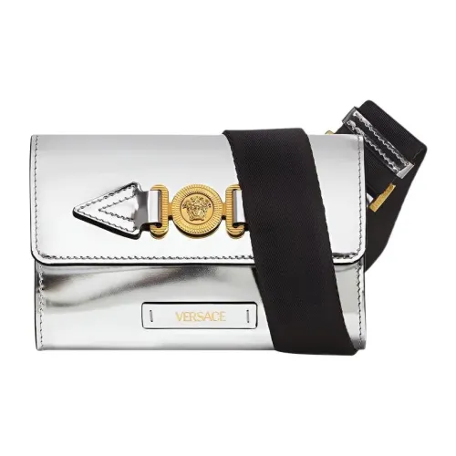 VERSACE Сумка через плечо из телячьей кожи поясная сумка стандартная мужская серебряная