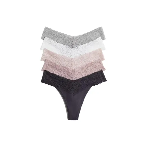 H&M 5 Пачка Серый Смешанный Цвет + Розовый + Серый Розовый + Белый + Темно-Серый Женские Стринги