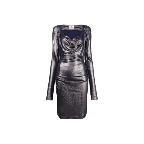 Vivienne Westwood Silver Женские Длинные Рукава Платья