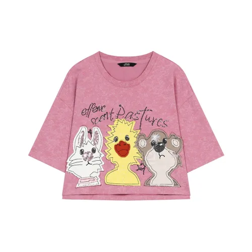 ELF SACK Блестки Резиновый розовый Женские Футболки