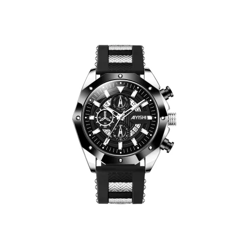 AIYISHI Кварцевый механизм силиконовый ремешок мужские часы циферблат с открытым механизмом