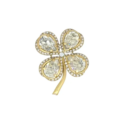 CHANEL Rhinestone Brooches Women's Gold