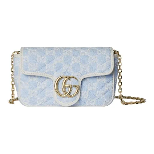 GUCCI GG Marmont Аксессуары Дизайн Сумка через плечо Мини Женская Светло-синяя