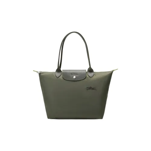 LONGCHAMP Le Pliage Green Экологичный Холст Пельменная Сумка Сумка через плечо Средняя Женская Лесной зеленый