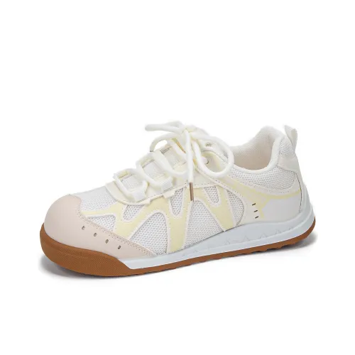 VNEWR Дышащий и Износостойкий Низкий Топ Casual Женский Экрю