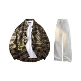 Винтажный кофе + бело-серый вереск штаны