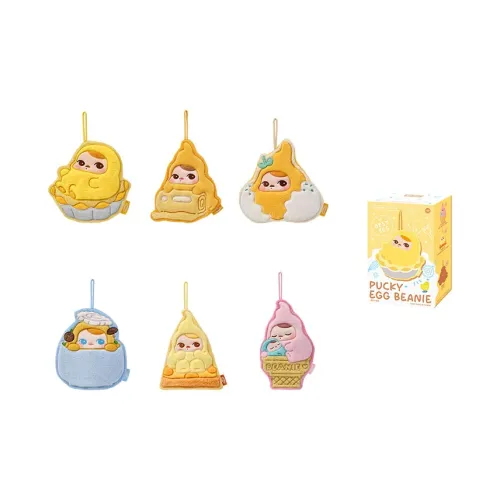 POP MART Коллаборация Edition PUCKY Яйцо Бобовый Коллекция Ручные полотенца Слепые коробки Один Mystery Коробка Целая коробка 6 шт