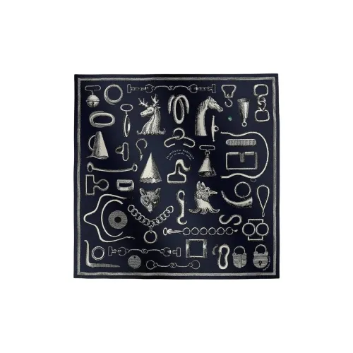 HERMES Кашемир Палантины Унисекс Черный