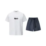 Белый топ + синие серые шорты