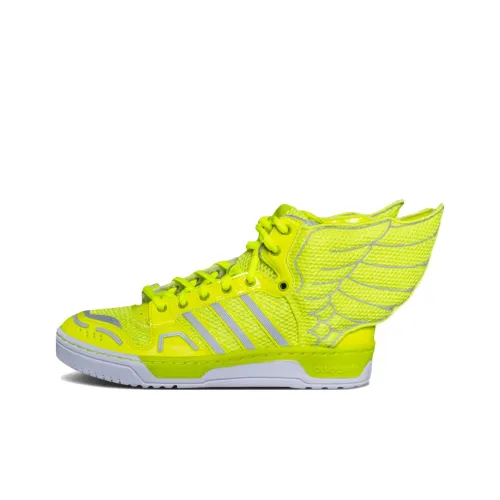 Adidas JS Wings 2,0 Устойчивые к истиранию высокие кроссовки для скейтбординга Мужские Желто-зеленые