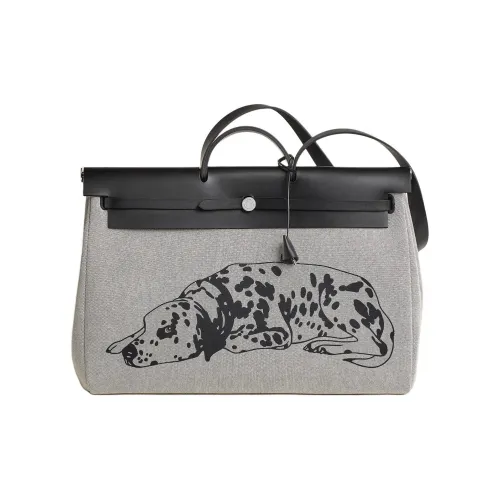 HERMES Herbag Zip H Plume Холст Hunter Коровья кожа Сумка на одно плечо Женская