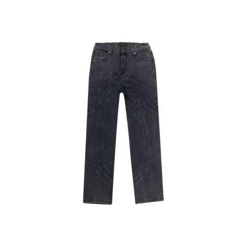 ELCORO Промытые черные унисекс джинсы