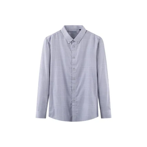 ARTSDON Светло-серый клетчатый унисекс рубашки