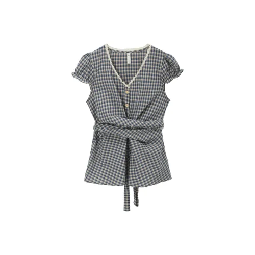 MISHOW Синяя клетка Женские Рубашки