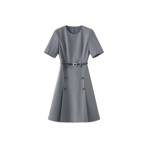 MH Серый Женские Короткие Платья с Рукавами