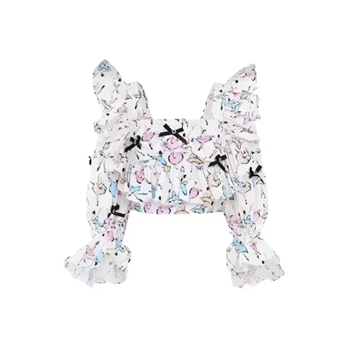 Leather Cat Цветочный Топ Женские Рубашки