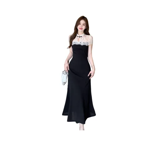 XIANSINIAO Black Женские Короткие Платья с Рукавами
