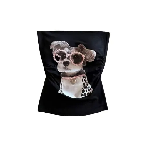 MEIJIAO Одно плечо Без бретелек Маленький Топ С вставками Без бретелек Верхняя одежда Женская