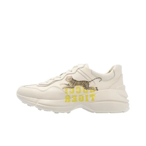 GUCCI Rhyton Тигр Год Коллекция Низкий Топ Толстая Подошва Кроссовки Женские Айвори Белый